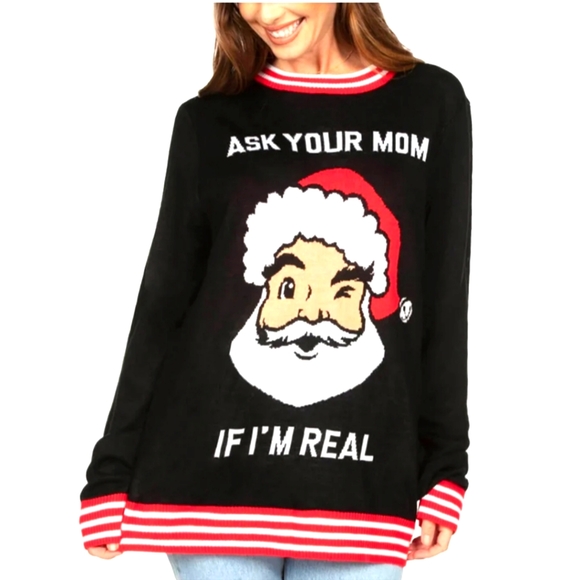 NWOT Tipsy Elves Naughty Santa Crewneck Ugly Christmas Party Sweater - Picture 1 of 3